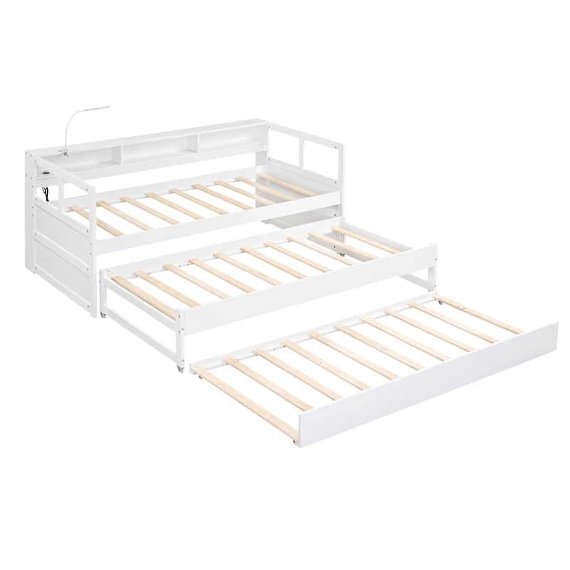 Divano letto Twin XL con 2 rotelle, mensole e ricarica USB