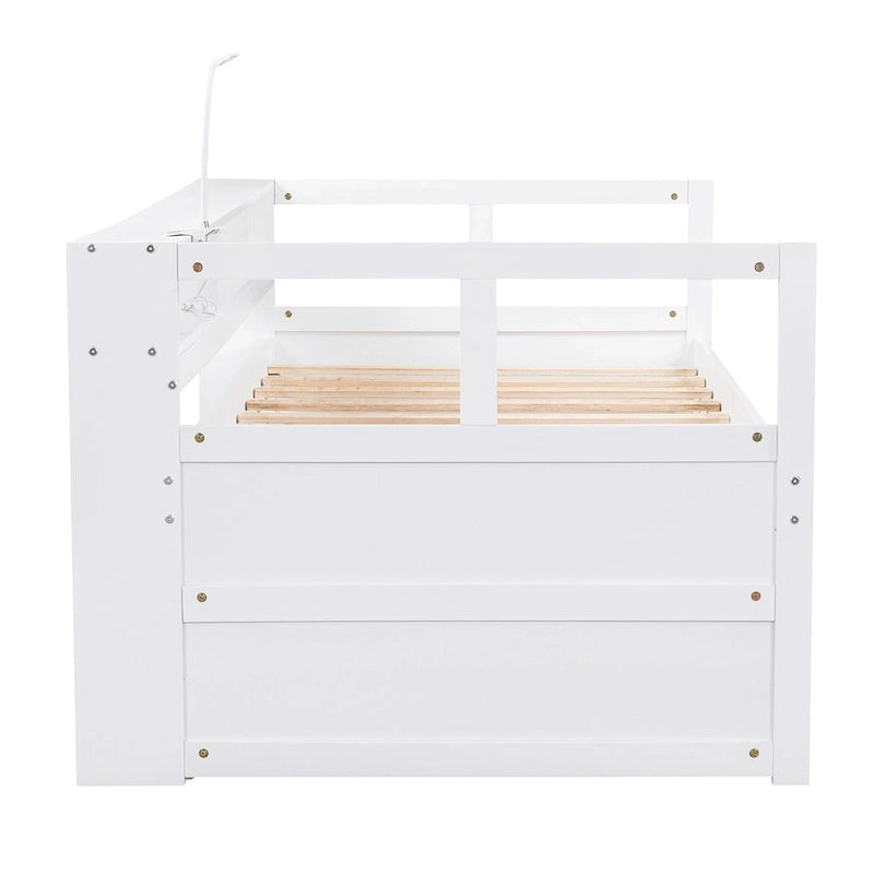 Divano letto Twin XL con 2 rotelle, mensole e ricarica USB