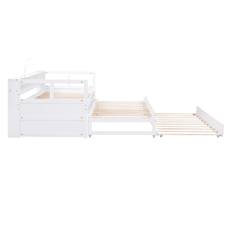 Divano letto Twin XL con 2 rotelle, mensole e ricarica USB