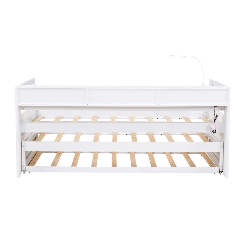 Divano letto Twin XL con 2 rotelle, mensole e ricarica USB