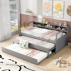 Divano letto Twin XL con 2 rotelle, mensole e ricarica USB