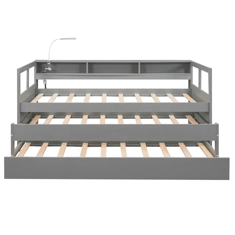 Divano letto Twin XL con 2 rotelle, mensole e ricarica USB