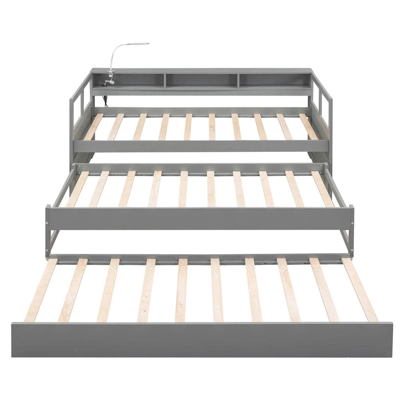Divano letto Twin XL con 2 rotelle, mensole e ricarica USB