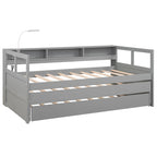 Divano letto Twin XL con 2 rotelle, mensole e ricarica USB