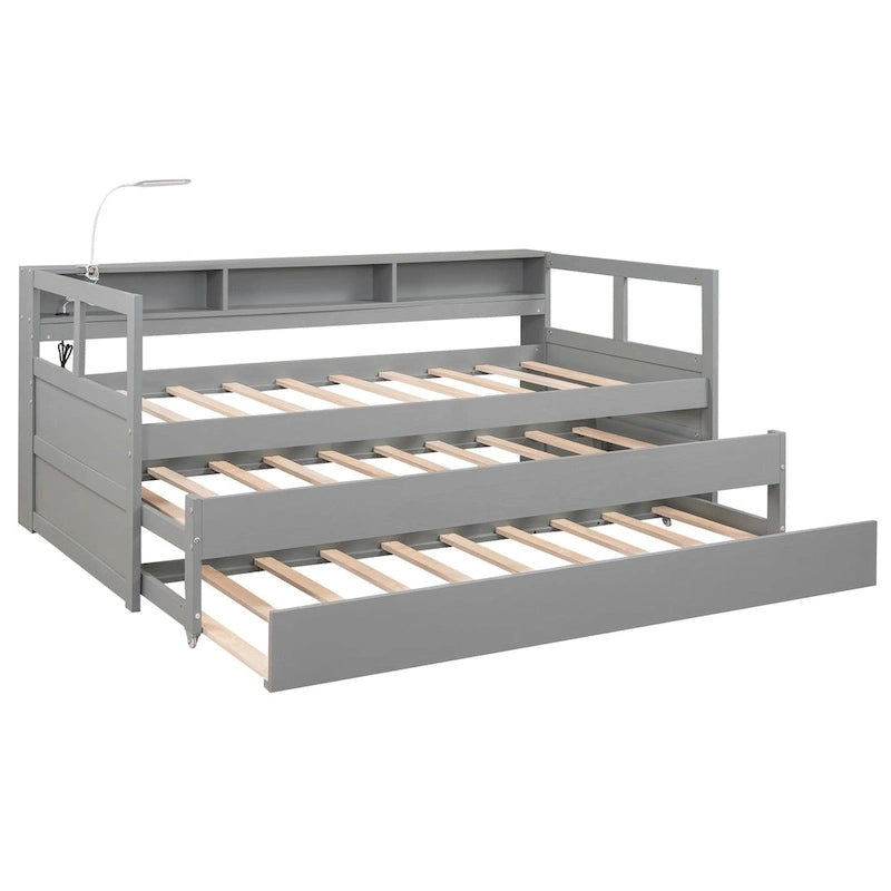 Divano letto Twin XL con 2 rotelle, mensole e ricarica USB
