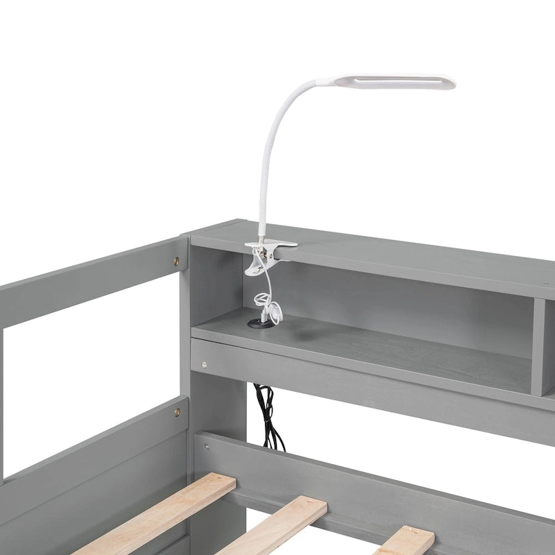Divano letto Twin XL con 2 rotelle, mensole e ricarica USB