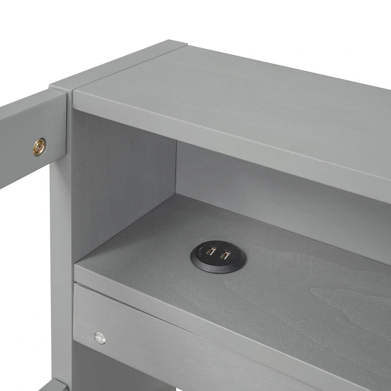 Divano letto Twin XL con 2 rotelle, mensole e ricarica USB