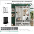 Appendiabiti da ingresso con panca, mobile ingresso da 152 cm con vani porta scarpe e ganci, bianco