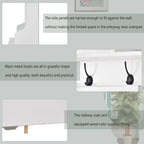 Appendiabiti da ingresso con panca, mobile ingresso da 152 cm con vani porta scarpe e ganci, bianco