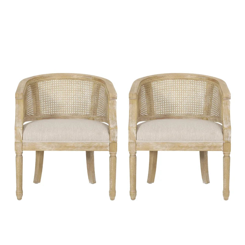 Sedie in Legno e Rattan (Set di 2)