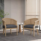 Sedie in Legno e Rattan (Set di 2)