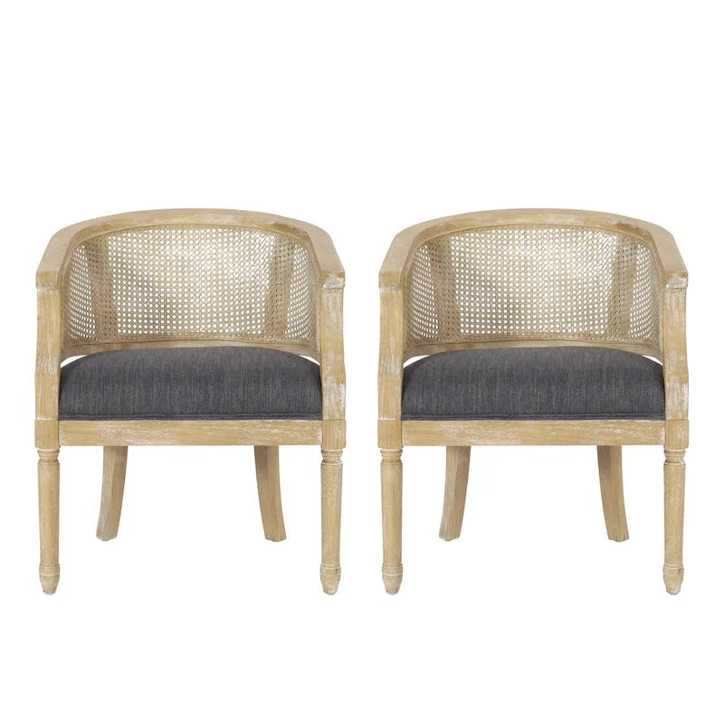 Sedie in Legno e Rattan (Set di 2)