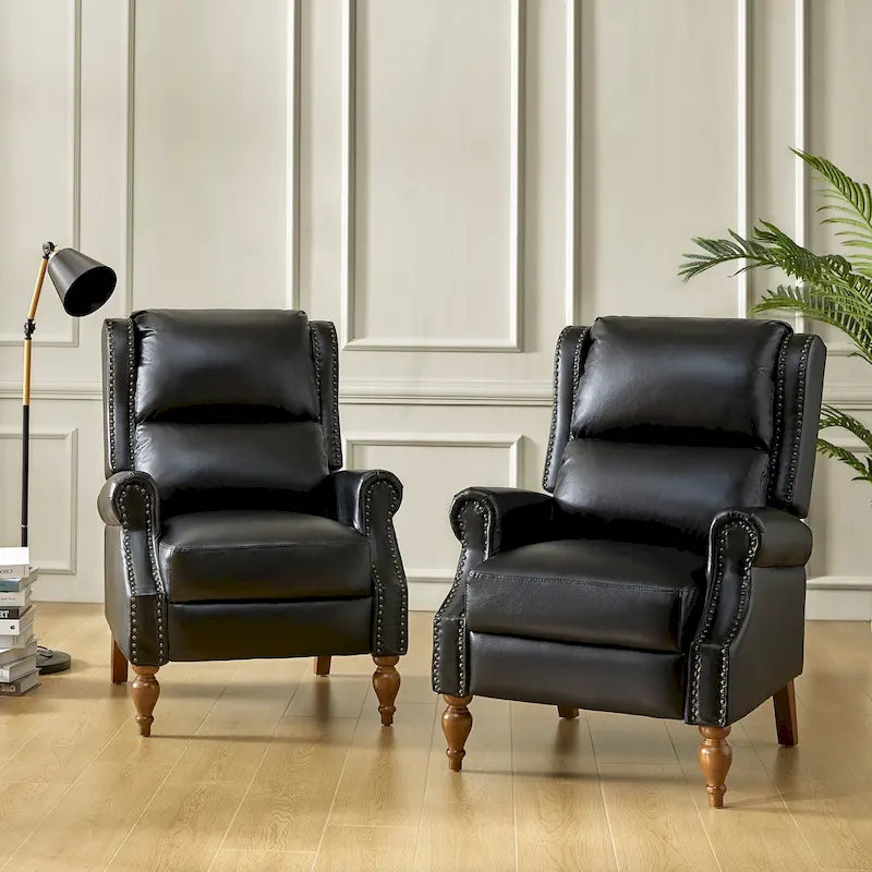 Set di 2 Poltrone Reclinabili Manuali in Ecopelle Tradizionale