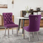 Sedie da Pranzo Imbottite Set da 2 con Schienale Trapuntato e Rivetti Decorativi