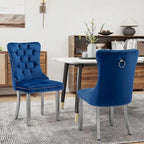Sedie da Pranzo Imbottite Set da 2 con Schienale Trapuntato e Rivetti Decorativi