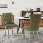 Sedie da Pranzo Imbottite Set da 2 con Schienale Trapuntato e Rivetti Decorativi