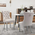 Sedie da Pranzo Imbottite Set da 2 con Schienale Trapuntato e Rivetti Decorativi