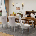 Sedie da Pranzo Imbottite Set da 2 con Schienale Trapuntato e Rivetti Decorativi
