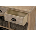 Mobile contenitore con 2 cassetti e 4 cestini in rattan