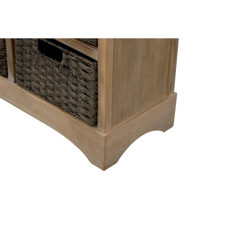 Mobile contenitore con 2 cassetti e 4 cestini in rattan