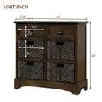 Mobile contenitore con 2 cassetti e 4 cestini in rattan