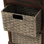 Mobile contenitore con 2 cassetti e 4 cestini in rattan