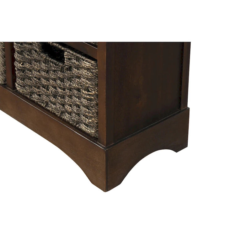 Mobile contenitore con 2 cassetti e 4 cestini in rattan