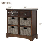 Mobile contenitore con 2 cassetti e 4 cestini in rattan