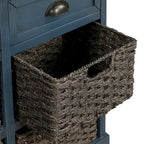 Mobile contenitore con 2 cassetti e 4 cestini in rattan