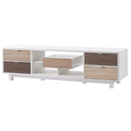 Consolle TV bianca Mid-Century Modern 70 pollici con cassetti e ante