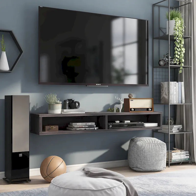 Console TV a mensola aperta da parete, 60", Grigio anticato