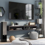 DH BASIC Wall-Mounted Gray 60 Open Shelf TV Console by Denhour