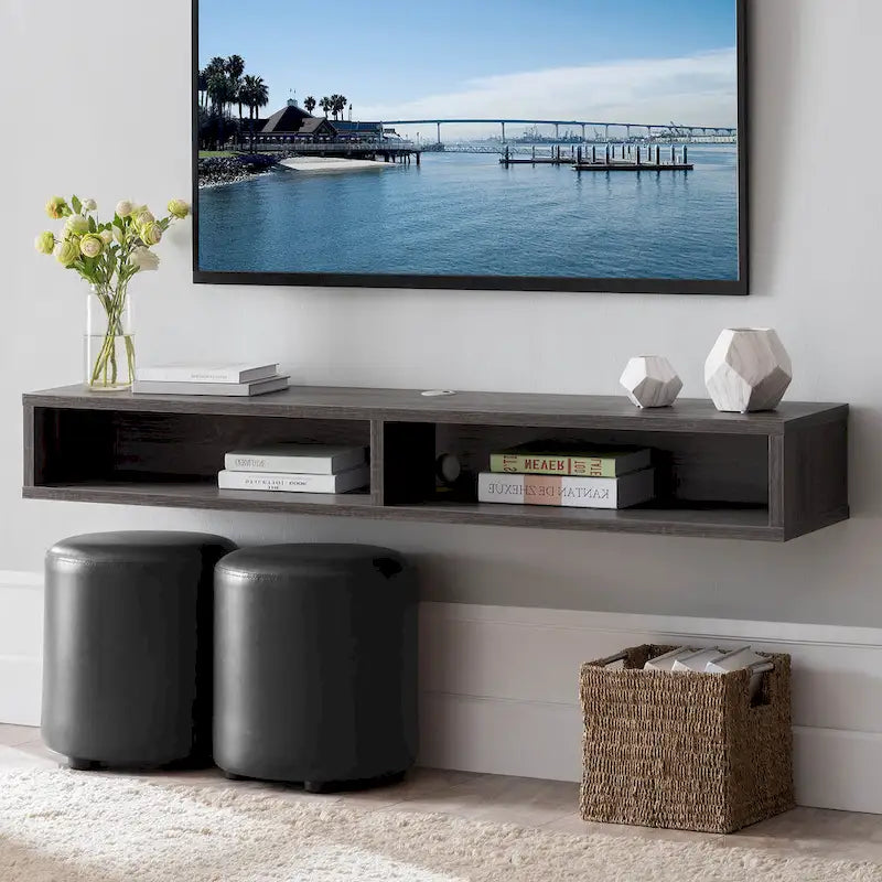 Console TV a mensola aperta da parete, 60", Grigio anticato