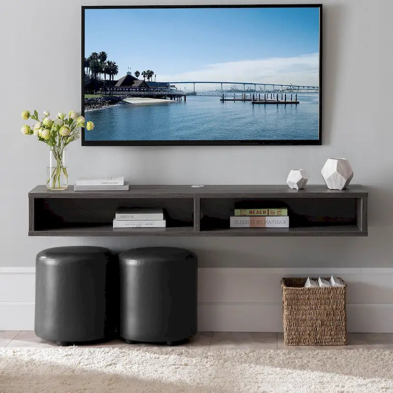 Console TV a mensola aperta da parete, 60", Grigio anticato