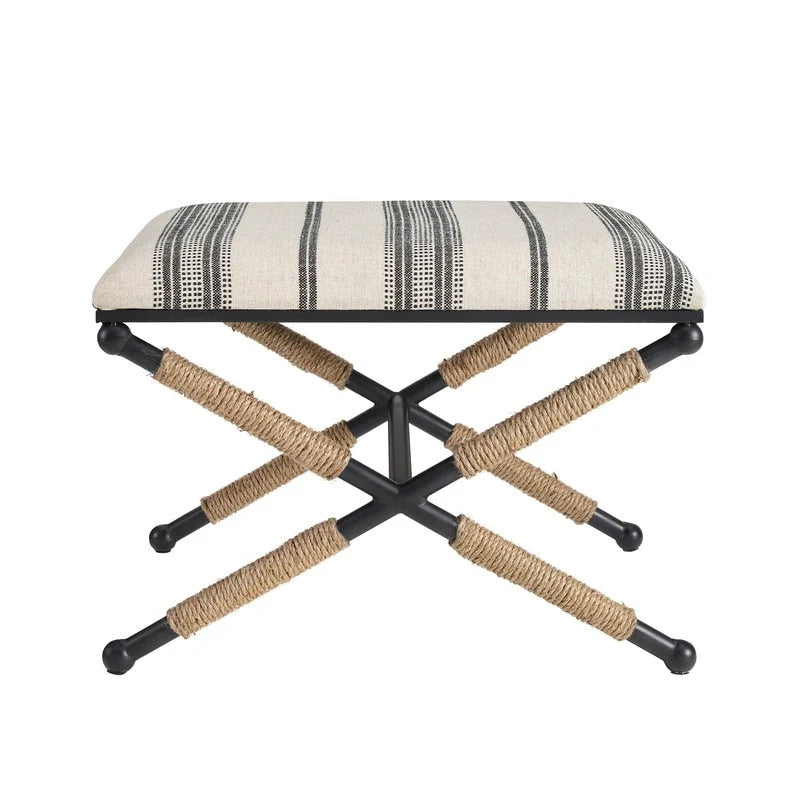 Sgabello decorativo con gambe in metallo a X