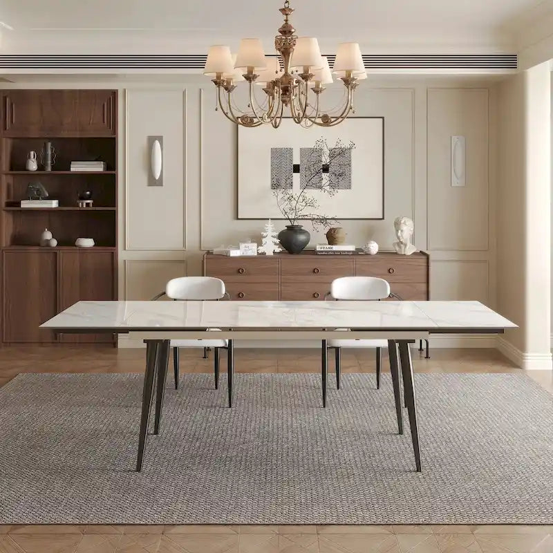 Tavolo da Pranzo Rettangolare Allungabile in Pietra Sinterizzata