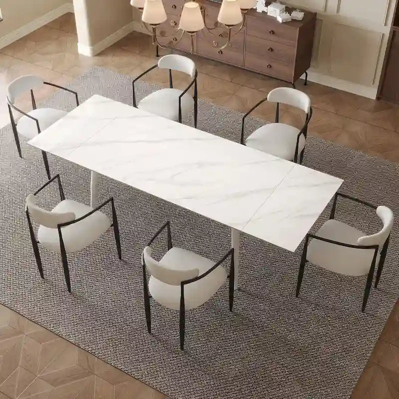 Tavolo da Pranzo Rettangolare Allungabile in Pietra Sinterizzata