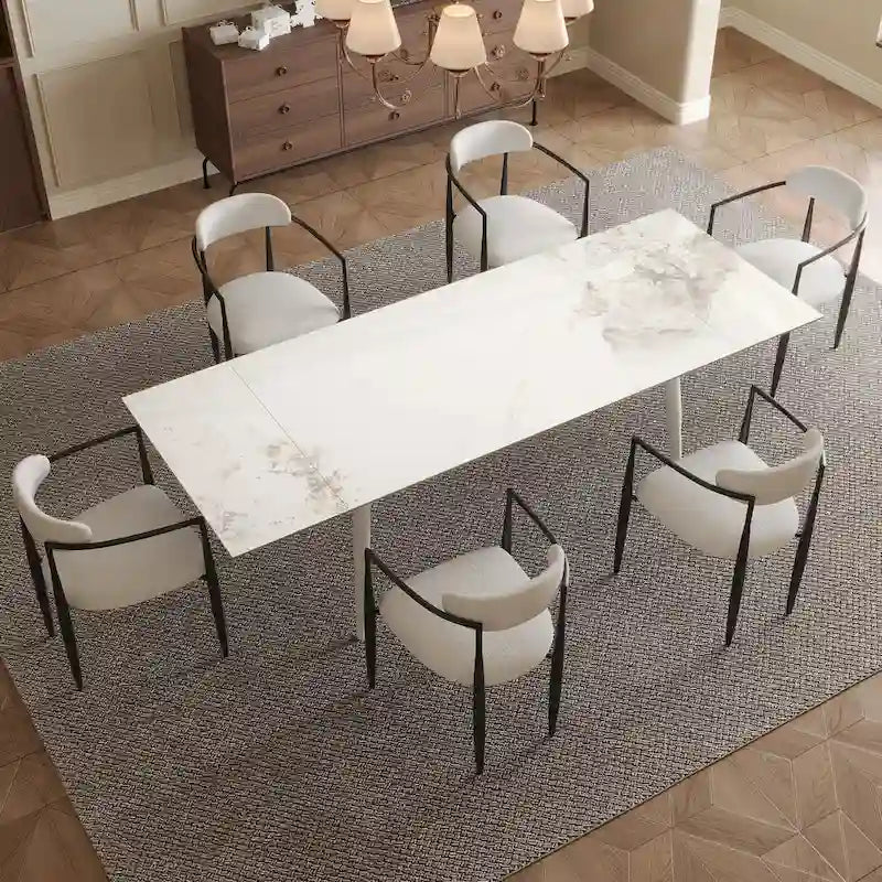 Tavolo da Pranzo Rettangolare Allungabile in Pietra Sinterizzata