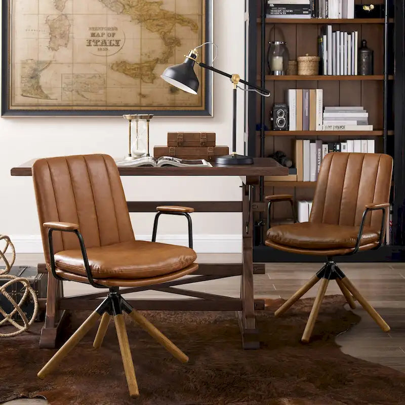 Set di 2 sedie da ufficio girevoli Mid-Century