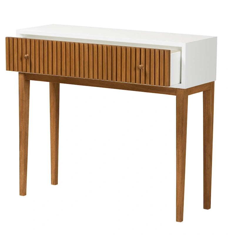 Consolle Bicolore con Cassetto Stile Mid-Century Modern