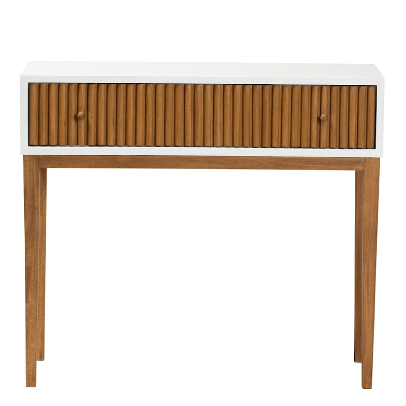 Consolle Bicolore con Cassetto Stile Mid-Century Modern