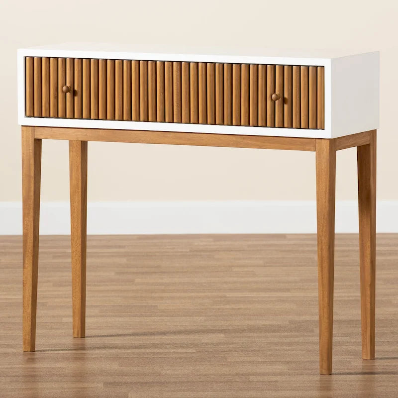 Consolle Bicolore con Cassetto Stile Mid-Century Modern