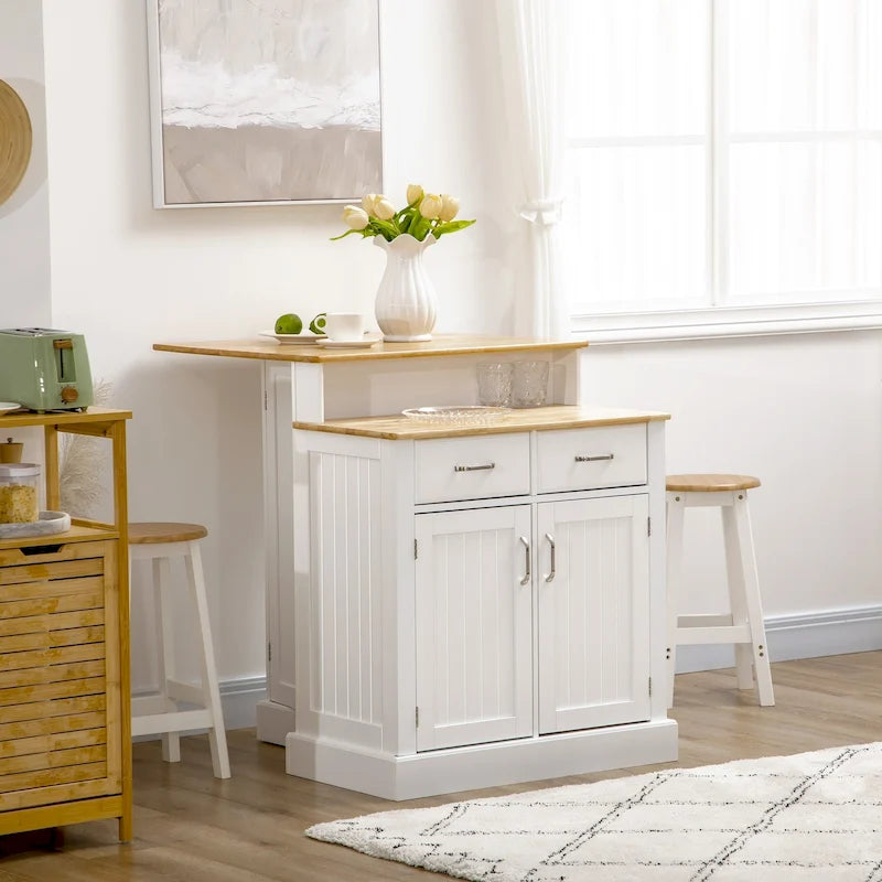 Mobile Credenza da Sala da Pranzo con Contenitore, Piano a 2 Livelli, Ripiani Regolabili e Cassetti