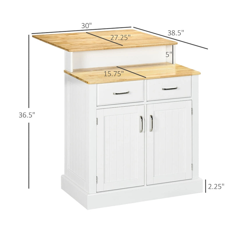 Mobile Credenza da Sala da Pranzo con Contenitore, Piano a 2 Livelli, Ripiani Regolabili e Cassetti