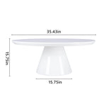 Tavolino da caffè moderno a cono per soggiorno, finitura lucida, diametro 90 cm, nero o bianco