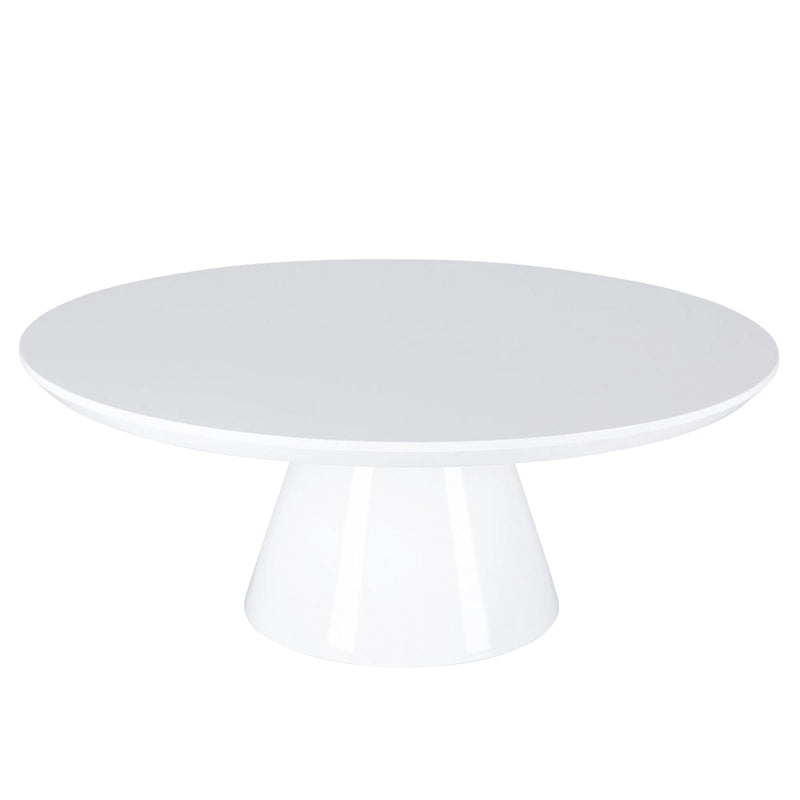 Tavolino da caffè moderno a cono per soggiorno, finitura lucida, diametro 90 cm, nero o bianco