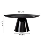 Tavolino da caffè moderno a cono per soggiorno, finitura lucida, diametro 90 cm, nero o bianco
