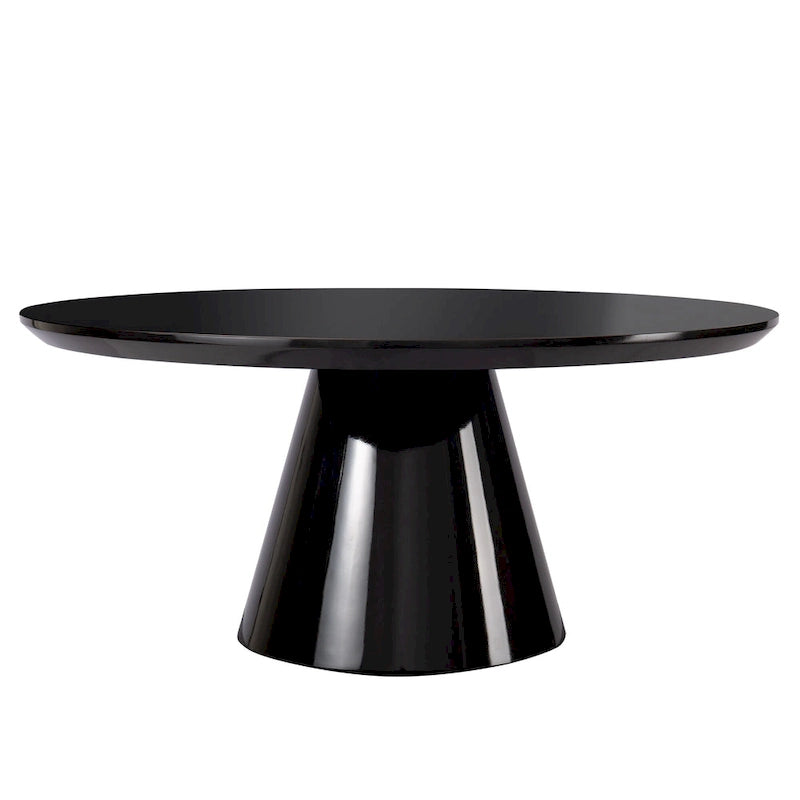 Tavolino da caffè moderno a cono per soggiorno, finitura lucida, diametro 90 cm, nero o bianco