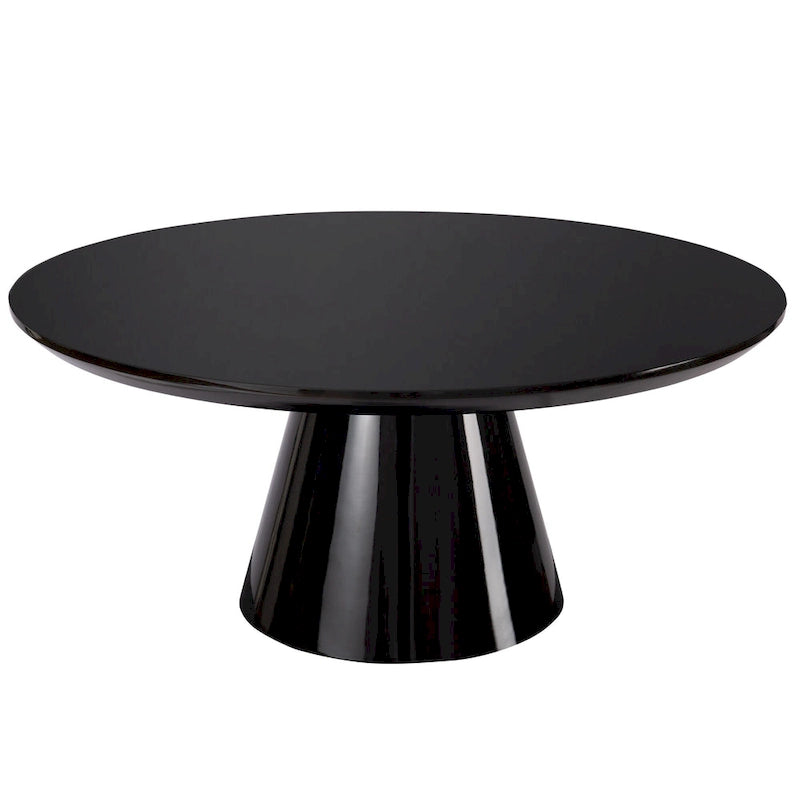 Tavolino da caffè moderno a cono per soggiorno, finitura lucida, diametro 90 cm, nero o bianco