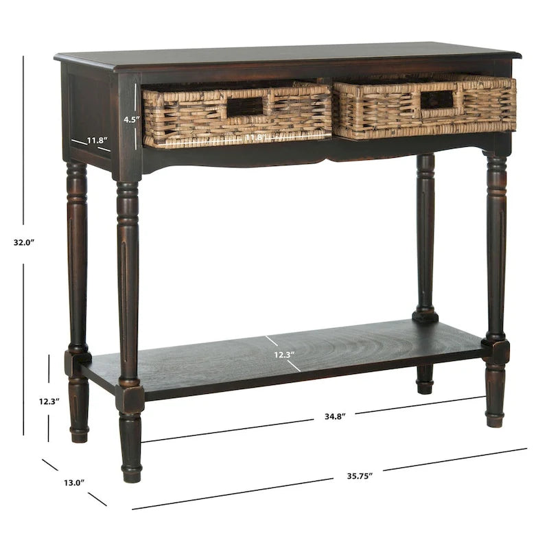 Consolle con cassetto in rattan e ripiano inferiore - 91,44 L x 33,02 P x 81,28 A cm